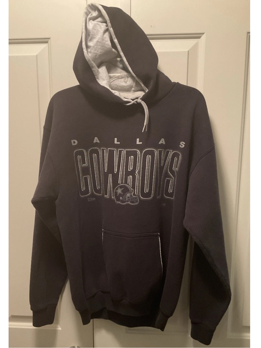 Vintage Front Row USA Mens Dallas Cowboys Hoodie Sweatshirt Navy Blue XL EUC